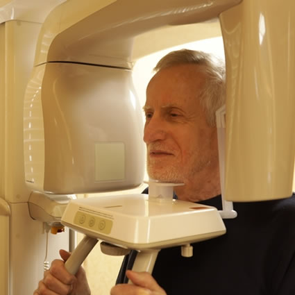 close up of patient in x-ray machine